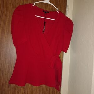 Papermoon Bold Red Wrap Blouse